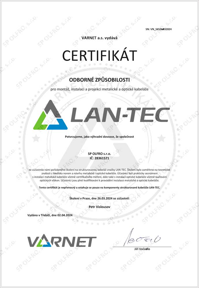 LAN Certificate
